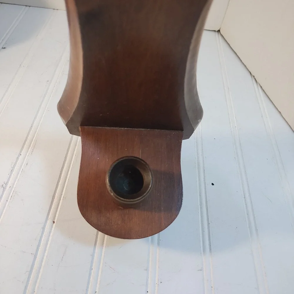 Pair Vintage Wood Heart Cutout Wall Sconces Candle Holders Farmhouse Cottage 15